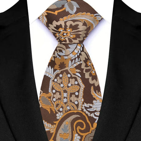 Brown Adult Luxury Floral Party Suit Accessories Neckties