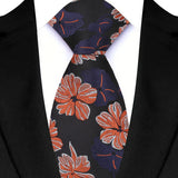 Blue Orange Adult Luxury Floral Party Suit Accessories Neckties