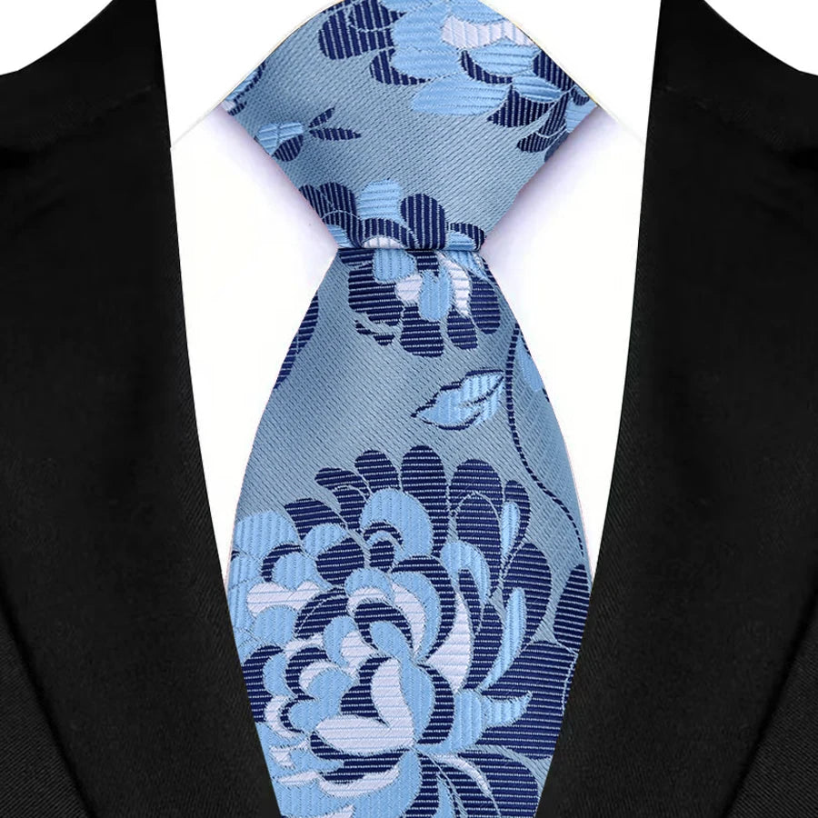 Blue Adult Luxury Floral Party Suit Accessories Neckties