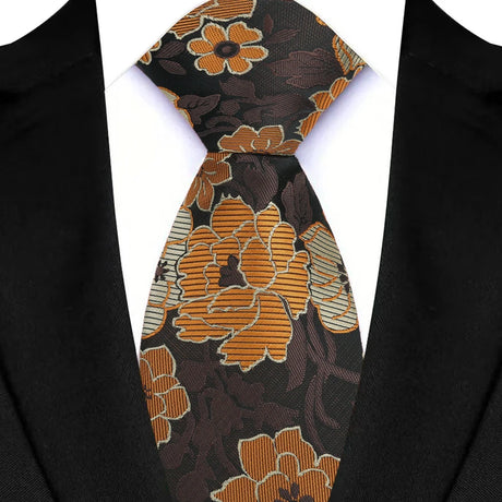 Brown Adult Luxury Floral Party Suit Accessories Neckties