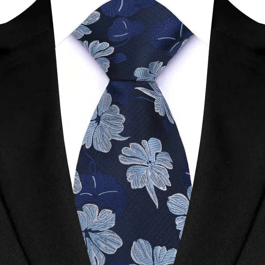 Blue Adult Luxury Floral Party Suit Accessories Neckties