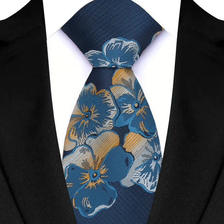 Blue Adult Luxury Floral Party Suit Accessories Neckties