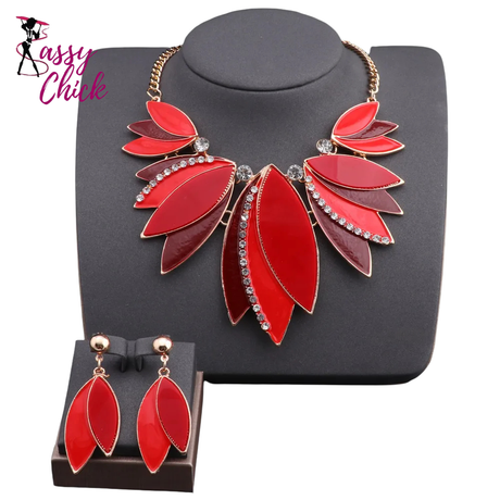 African Beads Green Enamel Leaves Shape Jewelry Sets Sassy Chick Logo