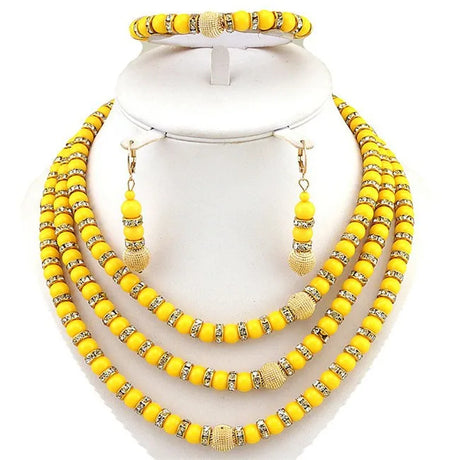 Yellow African Beads Necklace Jewelry Sets