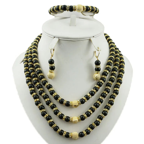 Black African Beads Necklace Jewelry Sets