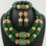 Green african beads jewelry set 