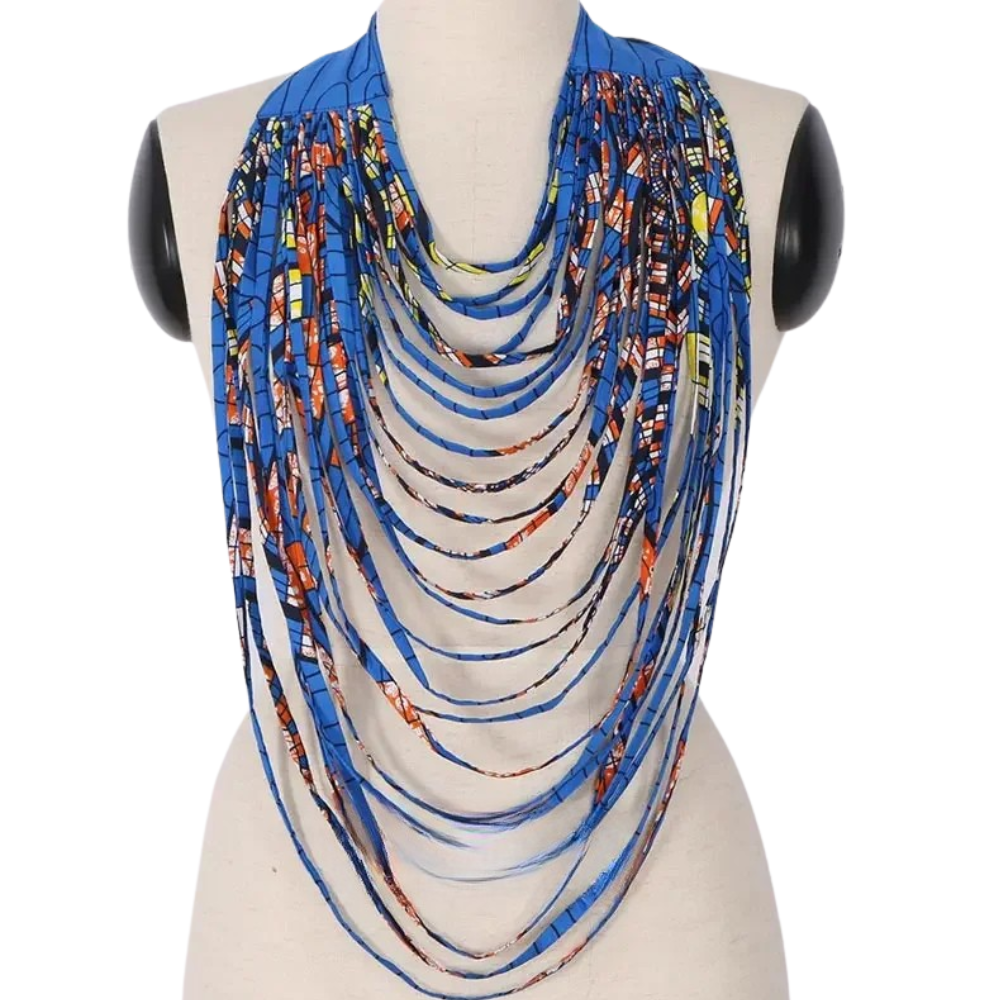Blue African Bohemia Style Rope Chain Statement Necklace