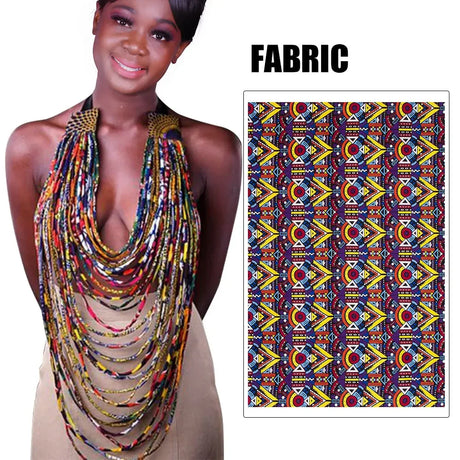 blue yellow African Bohemia Style Rope Chain Statement Necklace