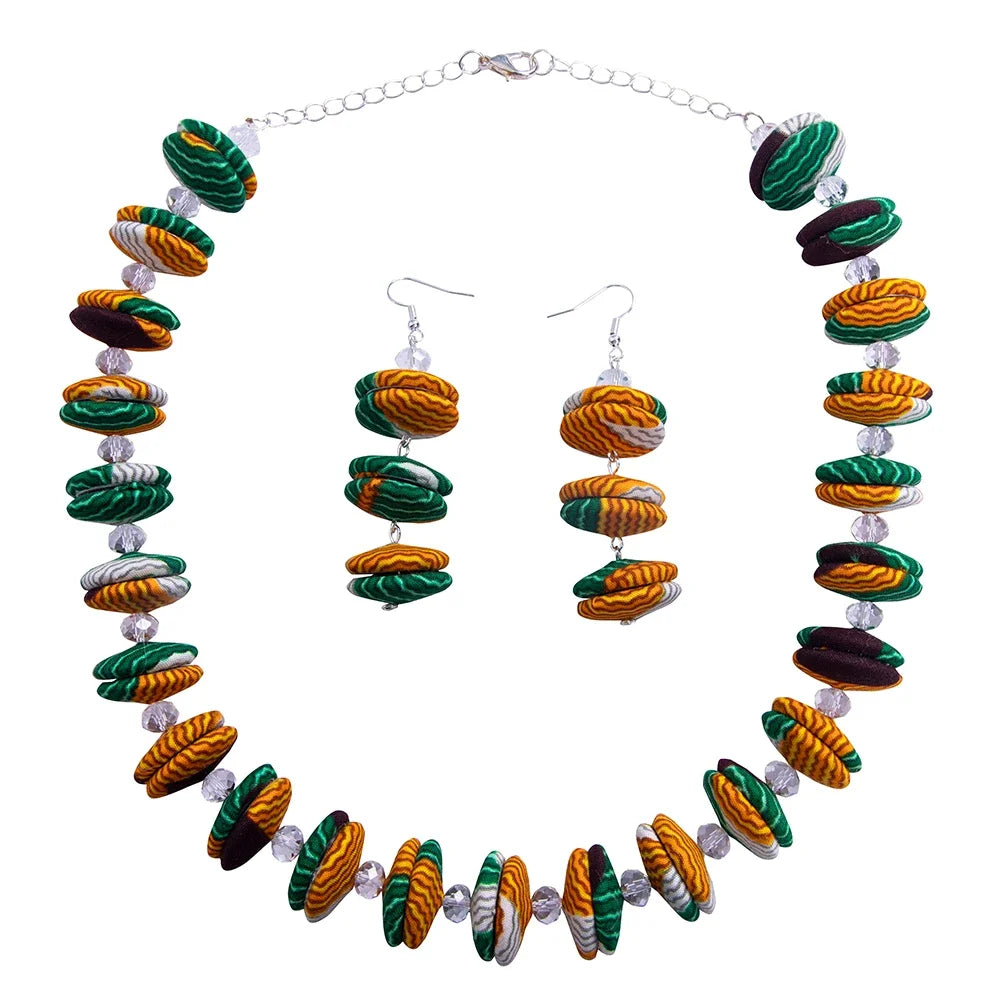 African Buttons Necklaces and Earrings Handmade Jewelry