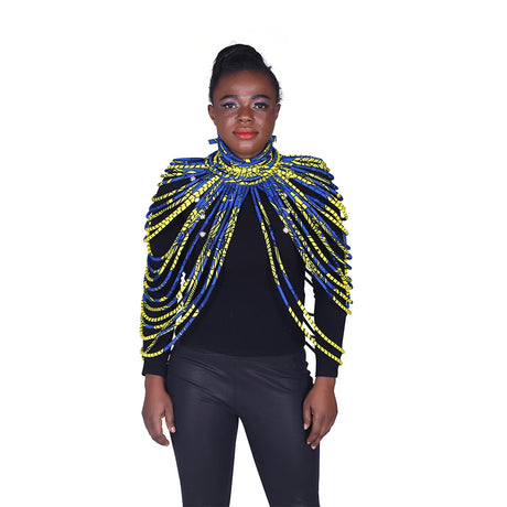 Model using African Colorful Multi Strand Necklace