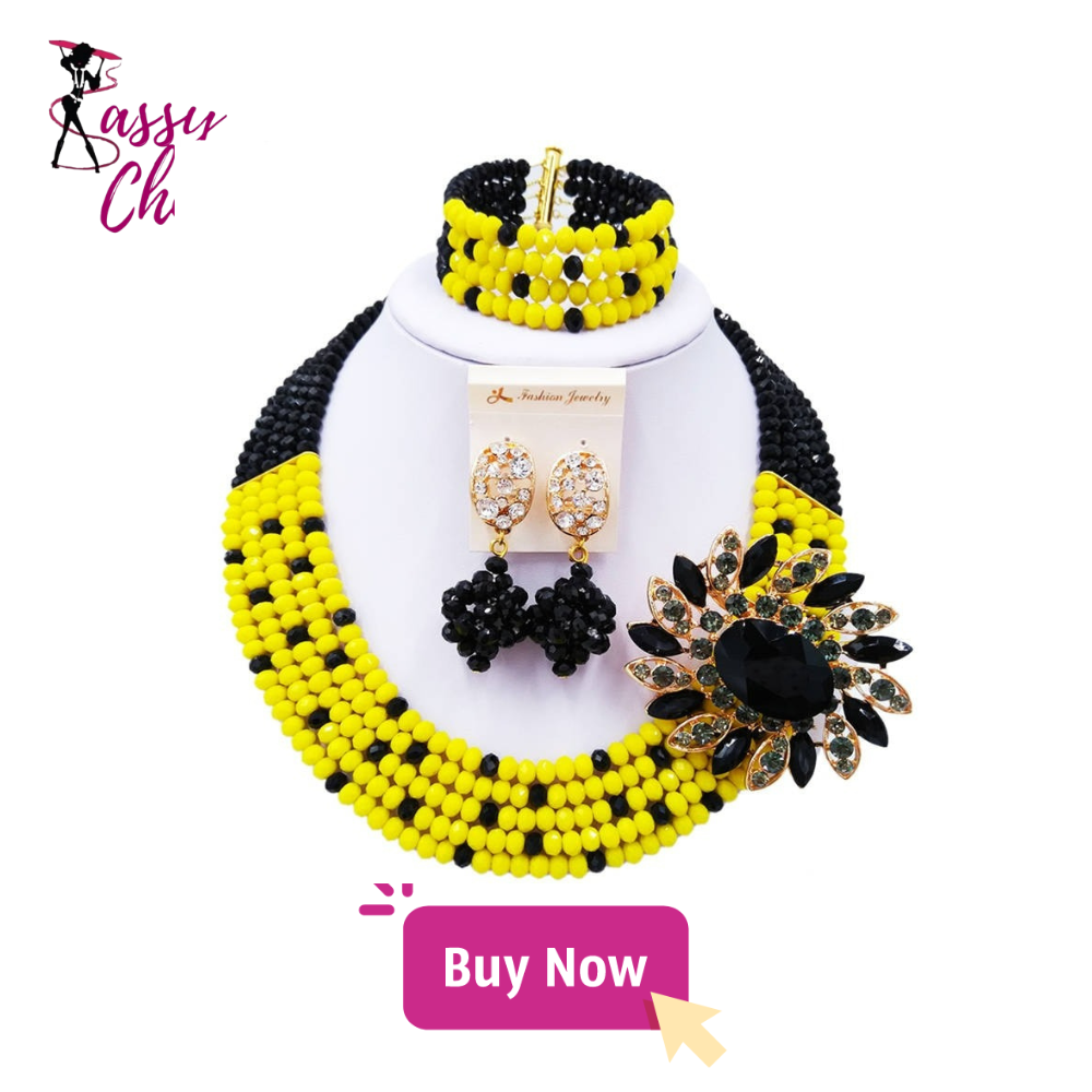 African Crystal Bead Bridal Necklace Set