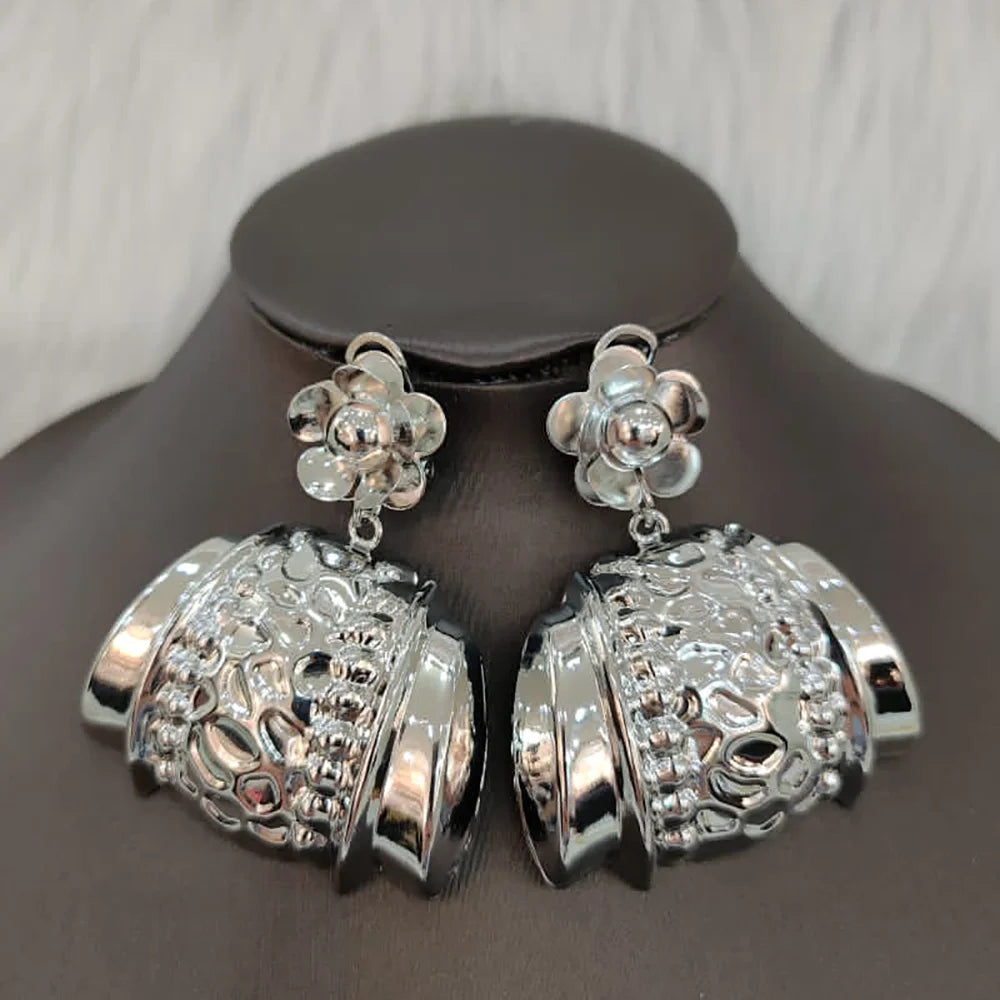 African Exaggerated Party Bridal silver earring