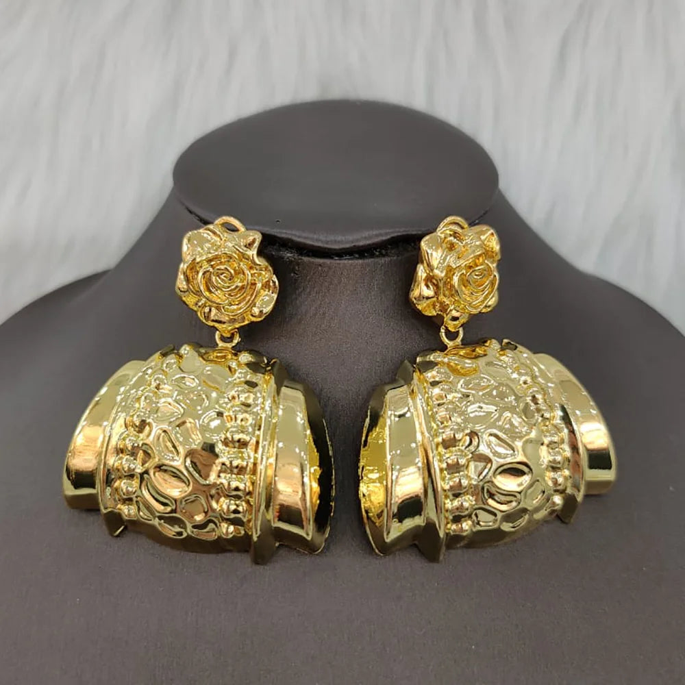 African Exaggerated Party Bridal gold earring