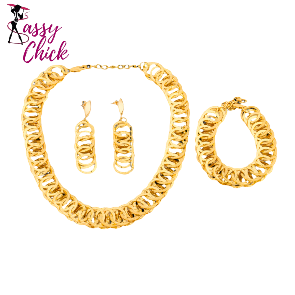 African Fashion Gold Color Jewelry Set Sassy Chick Logo