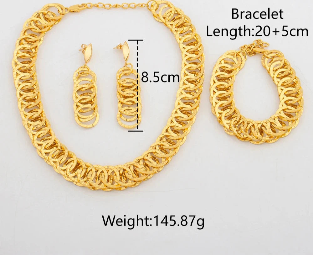 African Fashion Gold Color Jewelry Set size