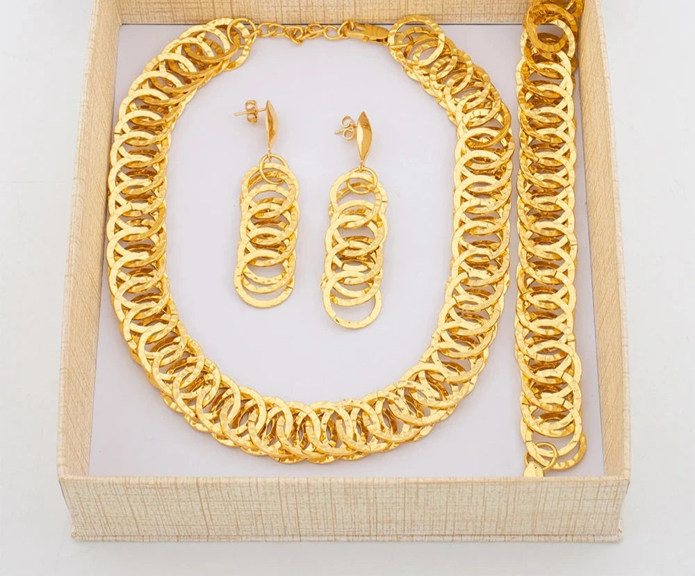 African Fashion Gold Color Jewelry Set 