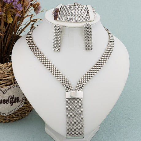 Silver African Geometric Jewelry Set