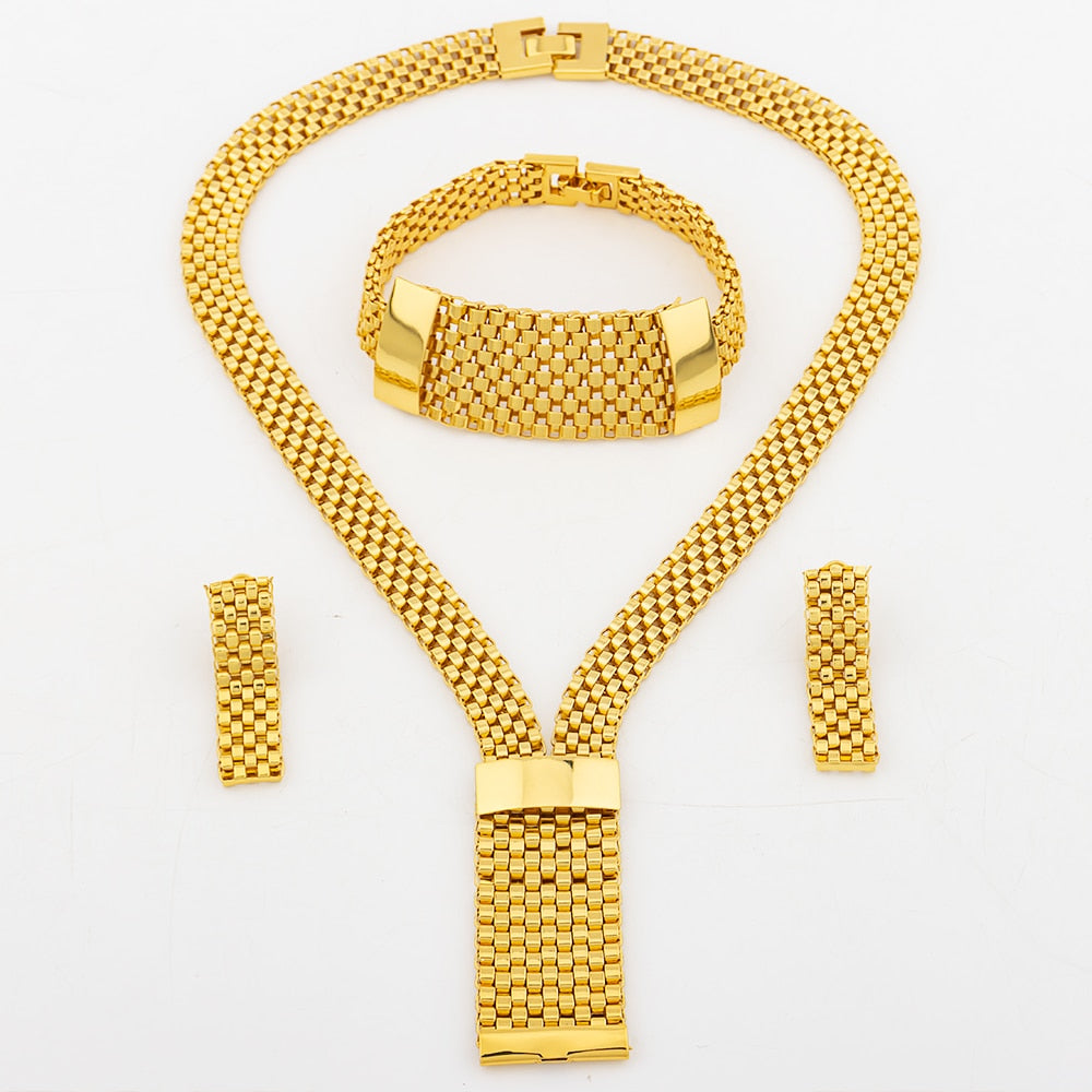 Gold African Geometric Jewelry Set
