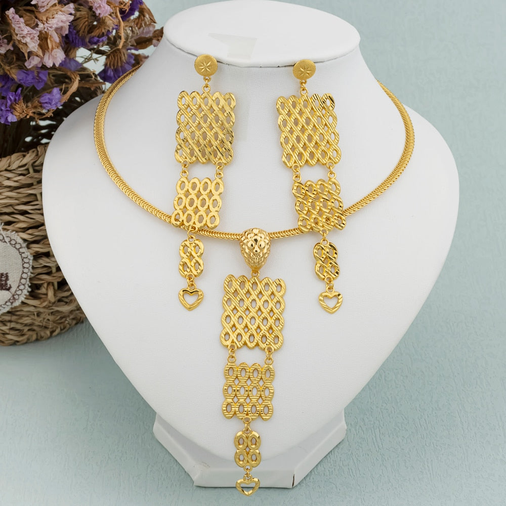 Gold African Geometric Jewelry Set