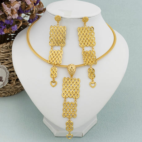 Gold African Geometric Jewelry Set
