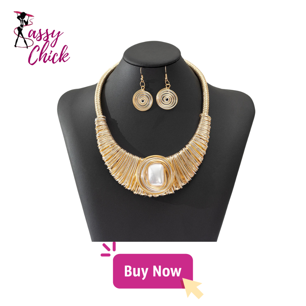 African Golden Bead Necklace Set