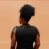 Back view of African Printed Fabric Tassel Necklace