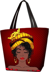 Wow African Queens Face Printed Tote Bags