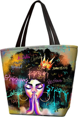 African Queens Face Printed Tote Bags