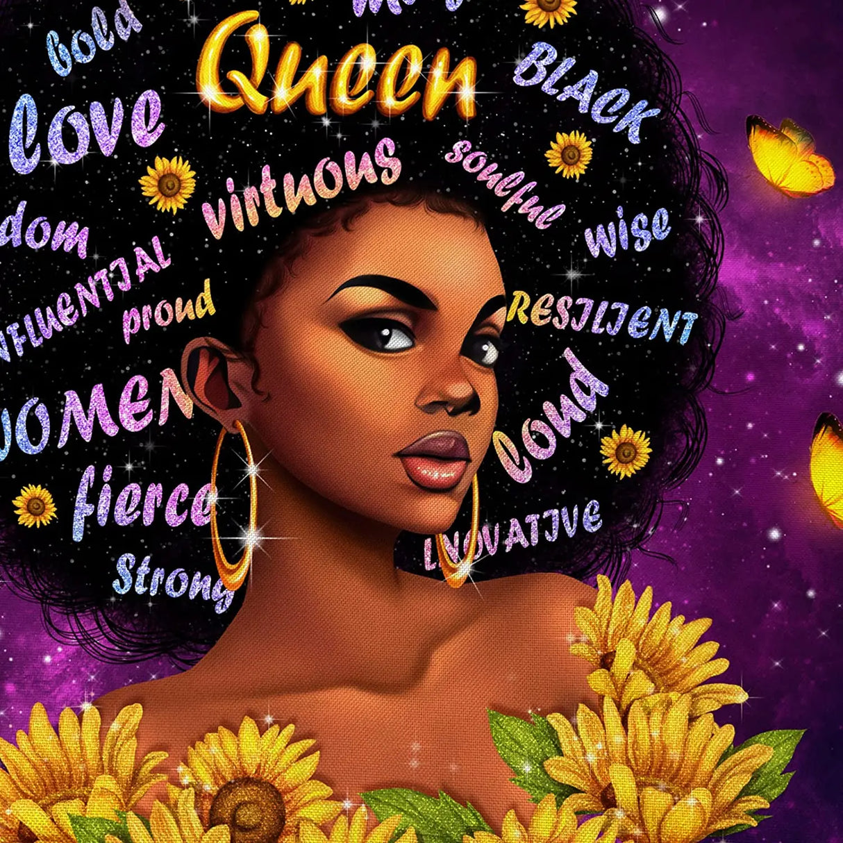 African Queens Face Printed Tote Bags