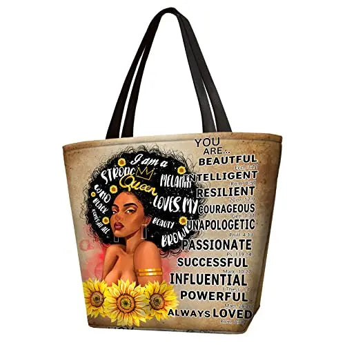 African Queens Face Printed Tote Bags