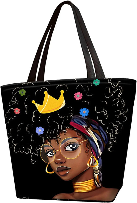 African Queens Face Printed Tote Bags 