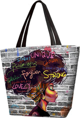 African Queens Face Printed Tote Bags