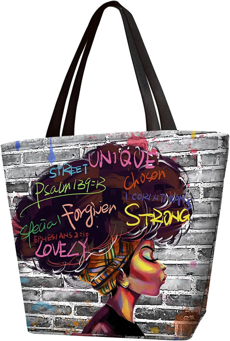 African Queens Face Printed Tote Bags