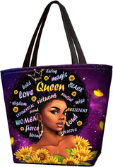 African Queens Face Printed Tote Bags