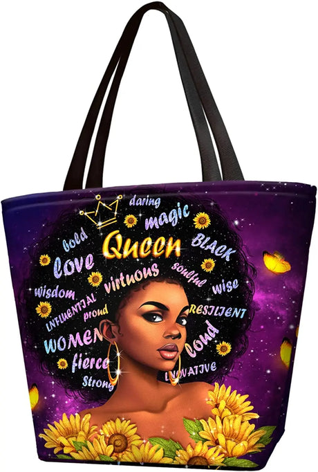 African Queens Face Printed Tote Bags