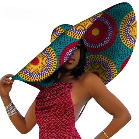 Yellow African Women Summer Beach Hats Large Brim