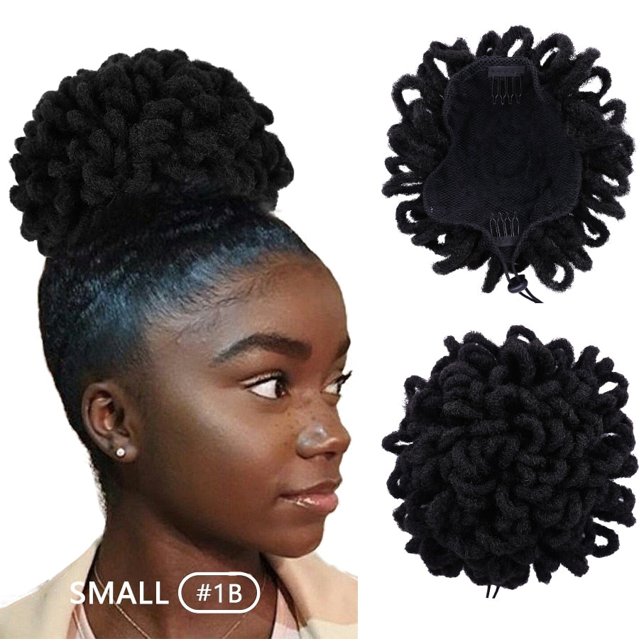 Afro Hair Buns Dreadlock Drawstring Clip-in