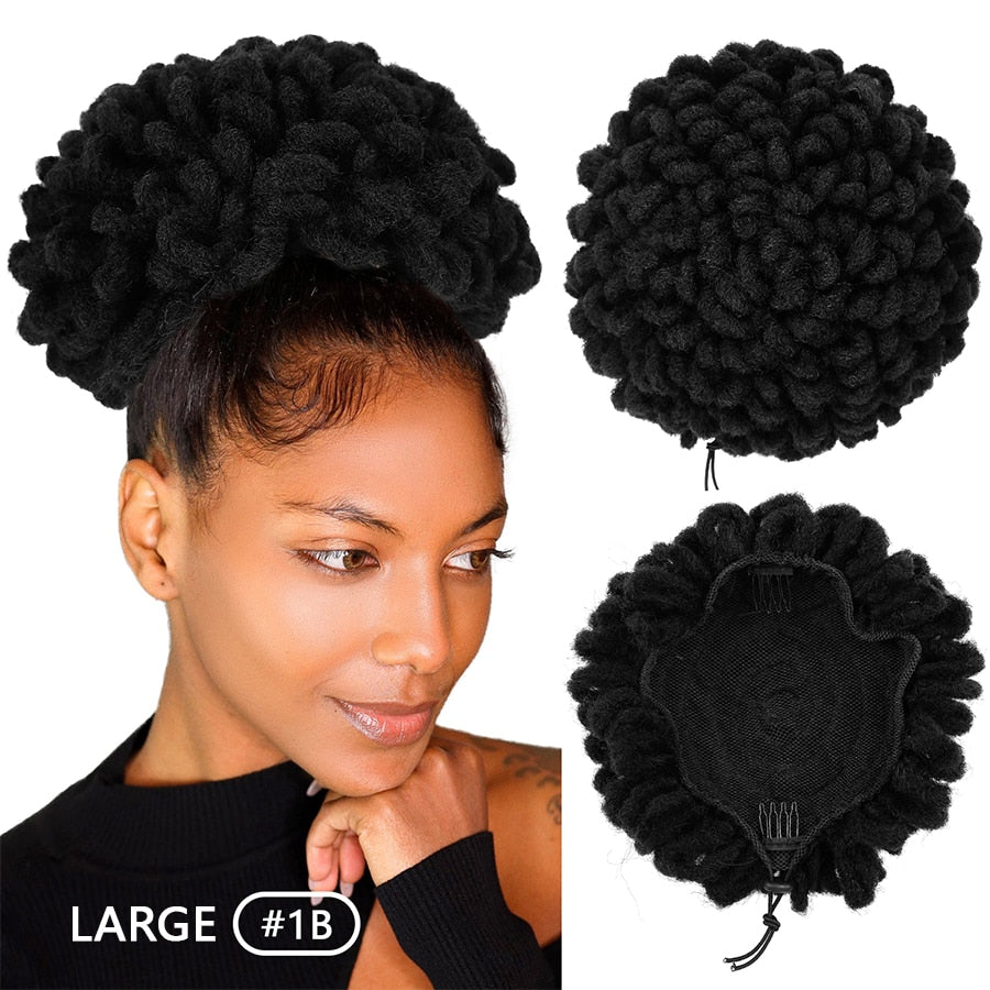 Afro Hair Buns Dreadlock Drawstring Clip-in