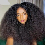 Model Using Afro Kinky Curly 360/13×6/13×4 HD Transparent Lace Human Hair Wigs