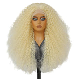 White Afro Kinky Curly Lace Synthetic Wigs