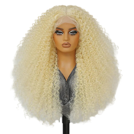 White Afro Kinky Curly Lace Synthetic Wigs