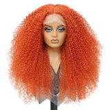 Orange Afro Kinky Curly Lace Synthetic Wigs