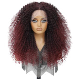 Red Black Afro Kinky Curly Lace Synthetic Wigs