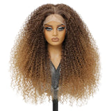Light Brown Afro Kinky Curly Lace Synthetic Wigs