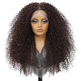Brown Afro Kinky Curly Lace Synthetic Wigs