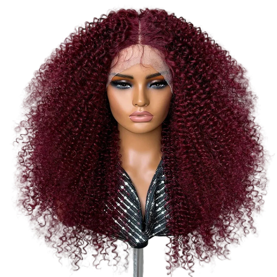 Red Afro Kinky Curly Lace Synthetic Wigs