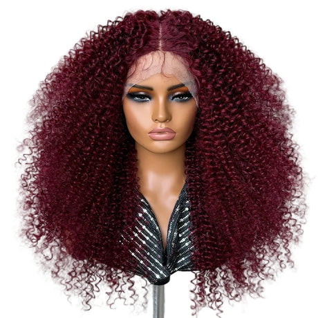 Red Afro Kinky Curly Lace Synthetic Wigs