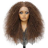 Light Brown Afro Kinky Curly Lace Synthetic Wigs