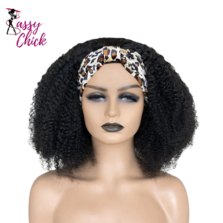 Afro Kinky Curly Natural Brazilian Headband 100% Human Hair Wig Sassy Chick Logo