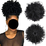 Afro Puff Curly Hair Buns Ponytail Synthetic Wig black